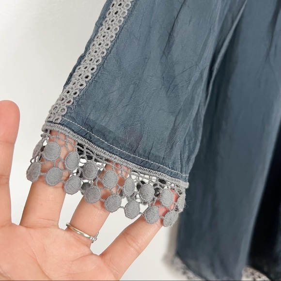 Johnny Was boho embroidered semi sheer tunic roll sleeve size small - Picture 2 of 8